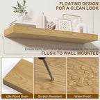 Fun Memories Floating Shelves for Wall, 32Inch Floating Shelves Set of 2, Hanging Shelf with Invisible Brackets, Wood Shelves