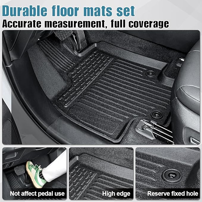 Floor Mats Cargo Mat with Backrest Mat for 2024 2025 2026 Toyota Grand Highlander 7 Seat Car Mat Accessories, All Weather TPE Cargo Liner Trunk Mat (Grand Highlander-Full Set)