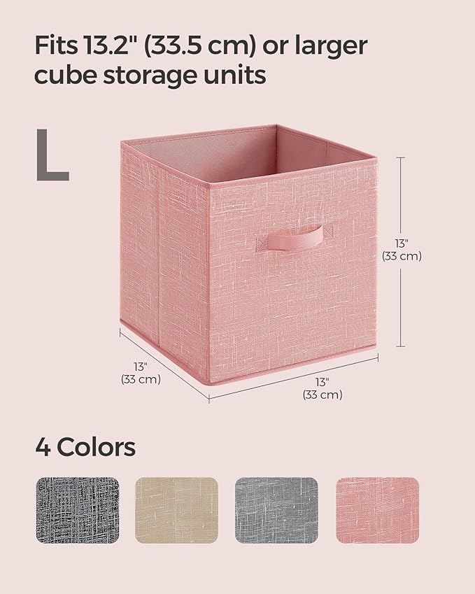 SONGMICS Storage Cubes, 13 x 13 x 13 Inches Non-Woven Fabric Bins with Double Handles, Set of 8, Closet Organizers for Shelve