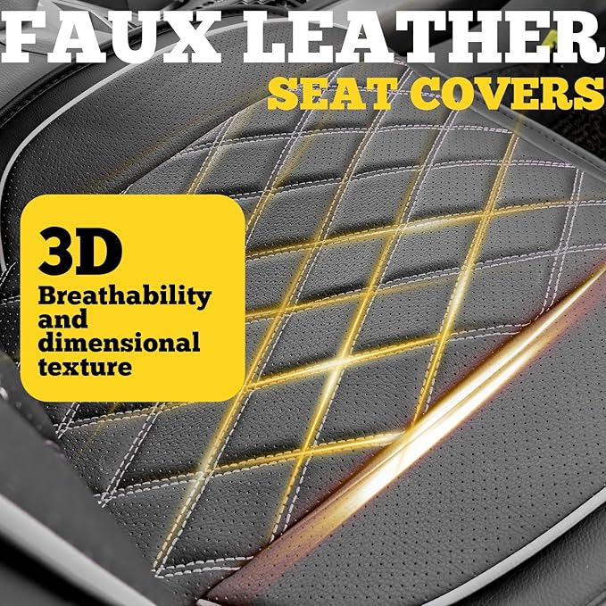 LINGVIDO Car Seat Covers for Front Seats (2 Seats) - Premium Perforated Nappa Leather,Waterproof Shield, Omni-Adapt Fit for S