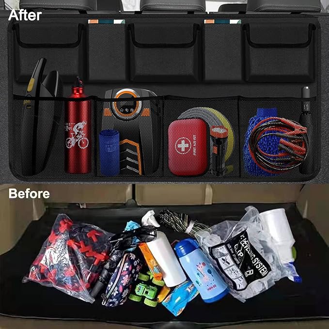 Car Trunk Organizer, Backseat Hanging Organizer with 9 Large Storage Bag Super Capacity -Trunk Organizer for SUV,Truck,Van