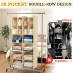 Ofiray-home 6 Tier Hanging Closet Organizer, 16 Compartments Sweater Organizer for Closet with 3 Sturdy Hooks, Closet Organiz