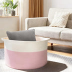 MEGASKET Pink Storage Baskets for Organizing, 22"X22"X14" XXXL Blanket Basket Living Room, Large Toy Basket, Soft Pink Cotton
