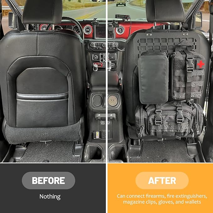 Tactical Truck Organizer with MOLLE Panel and 3 Storage Bags - Modular Tailgate Panel Vehicle Seat Cover