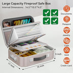 Fireproof Document Box, Hard Case Fireproof Box with Lock, Portable Hard-Shell Fireproof Water Resistant Document Safe for Im