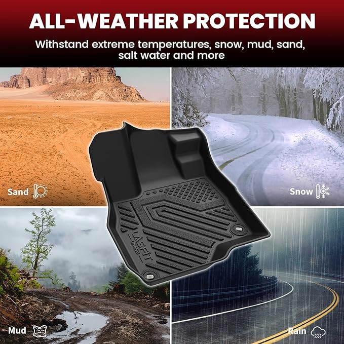 LASFIT Floor Mats & Cargo Mat for Acura RDX (2019-2026) All Weather Floor Liner TPE Custom Fit 1st & 2nd Row Rubber Car Mats and Cargo Liner for Acura RDX Automotive Accessories, Black, Tasteless