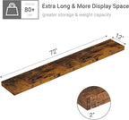 Vivelove 12 Inch Deep Floating Shelves 72 inch Long, 72 x 12 Wide Wall Shelves with Invisible Brackets, for Bedroom Bathroom 