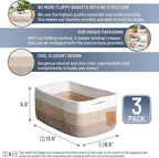 NaturalCozy 13.5”x8.5”x5.5” Storage Baskets for Shelves 3 Pack | Cotton Rope Woven Small Baskets for Organizing | Small Stora