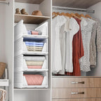 Sorbus 4 Pack Medium Shelf Organizer with Open Front Design Under Shelf for Closet Bathroom Kitchen Garage Plastic Stackable 