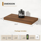 Vivelove Rustic Floating Shelves for Wall 12 Inch Deep, 24" X 12" X 1.5" Floating Shelf, 2 Inch Thick Shelf for Living Room B