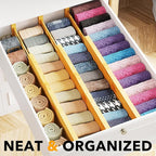 SpaceAid Bamboo Dresser Drawer Dividers 6 Pack, 4.65“ High Adjustable 17“-22” Drawer Organizers, Expandable Organization for 