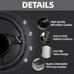 NBTEPEM Customized Auto Car Steering Wheel Cover for Honda Accord, Civic, CR-V, HR-V, Pilot, Microfiber Leather Sport Steerin