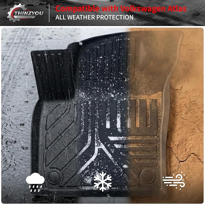 Floor Mats Compatible with 2018-2025 2026 Volkswagen Atlas (NOT for Cross Sport) Cargo Mat Cargo Liner Back Seat Cover 2024 VW Atlas Accessories (Trunk Mat with Backrest Mat+Floor Mats)