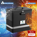 Fireproof File Box with Lock, Document Box Storage Organizer, Suitable for Hanging File Folders in Letter Size, Collapsible F