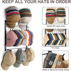 Hat Rack for 45 Baseball Caps with 10 Clips 3 Tier Hat Organizer for Wall Multi-functional Hat Hanger Metal Hat Holder at Clo