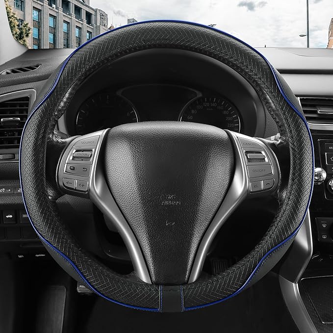 Steering Wheel Cover,Anti-Slip, Safety,Soft,Breathable,Heavy Duty,Thick,Full Surround, Sports Style,Universal Car Accessories