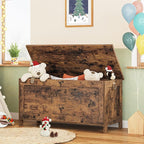HOOBRO Toy Box, Retro Wooden Look Storage Chest with Safety Hinge, Entryway Storage Bench Supports 220 lb, 39.4 x 15.7 x 18.9