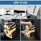 Car Trash Can – Multi-Purpose, Lightweight and Portable with Durable Water-Resistant Coating, No Installation Required, Practical and Ample Capacity, Variety of Colors.Beautiful Sunflower