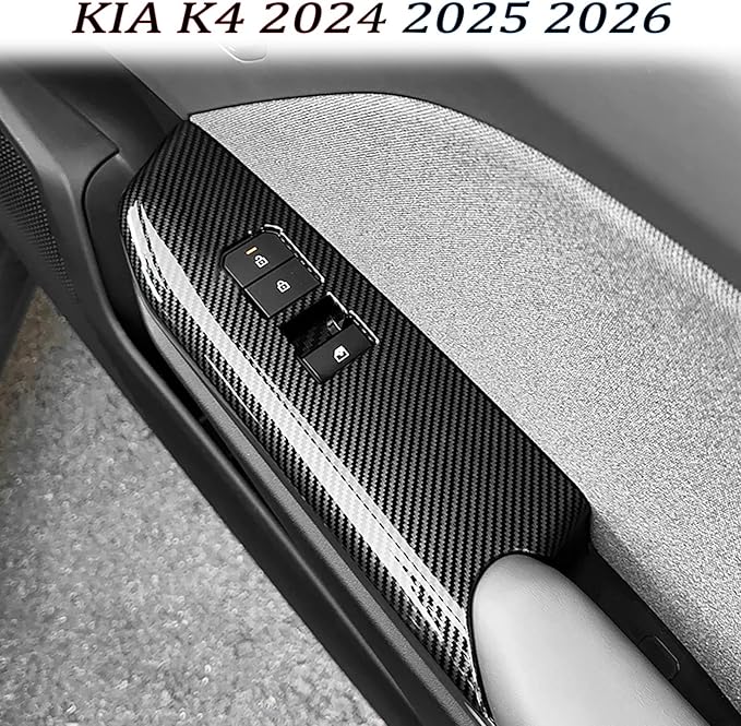 Window Control Panel Cover,for Kia K4 2024 2025 2026, Door Panel Cover,Power Windows Trim - Carbon Fiber Protective Accessories