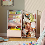 BBLIKE Kids Bookshelf and Stuffed Animal Storage - Multi-Function Nursery Book Shelves with Toy Box and PVC Book Display, Toy