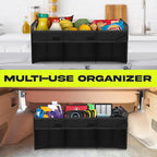 FORTEM Car Trunk Organizer, Collapsible Two Compartment Organizer, Foldable SUV & Truck Storage for Car Accessories for