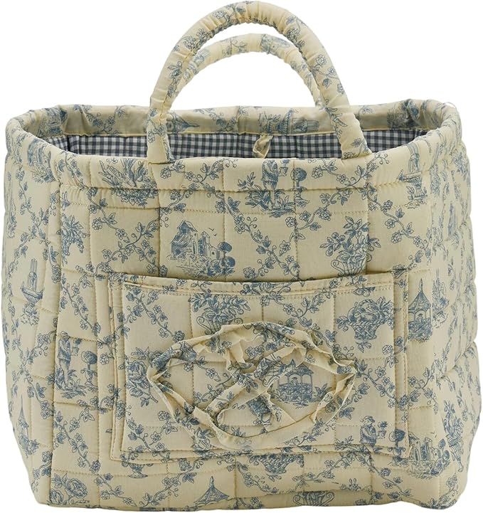 Boho Fabric Storage Basket, Large Capacity Laundry Basket, 12.2'' x 10.23'' x 10.23'' Collapsible Laundry Hamper with Easy Ca