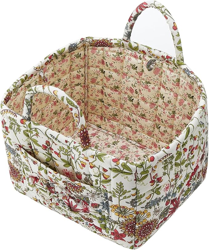 Boho Fabric Storage Basket, Large Capacity Laundry Basket, 12.2'' x 10.23'' x 10.23'' Collapsible Laundry Hamper with Easy Ca