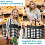 WOWBOX Reusable Grocery Bags,10-Pack, Foldable Reusable Shopping Tote Bags bulk with Reinforced Handles,Large Storage Bags with Water Resistant Coating for Groceries,Multipurpose,Black-White