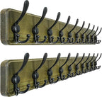 Dseap Coat Rack Wall - Heavy-Duty 38-1/4" Long, with Reinforced 10 Custom Tri-Hooks, Solid Wood Wall Hanger for Coats Hat Jac
