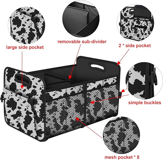 Femuar Car Trunk Organizer,Car Storage Organizer with 72L Large Capacity Waterproof Collapsible and 11 Pockets,Trunk Organizer