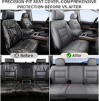Coverado Silverado Seat Covers Full Set, Faux Leather Car Seat Covers Fit for Chevy Silverado GMC Sierra 2007-2013 & 2019-202