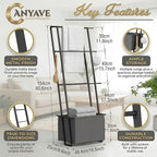 2-in-1 Leaning Blanket Ladder with Storage Basket, Matte Black Metal Towel Rack Stand, Drill-Free Space Saving Organizer for 