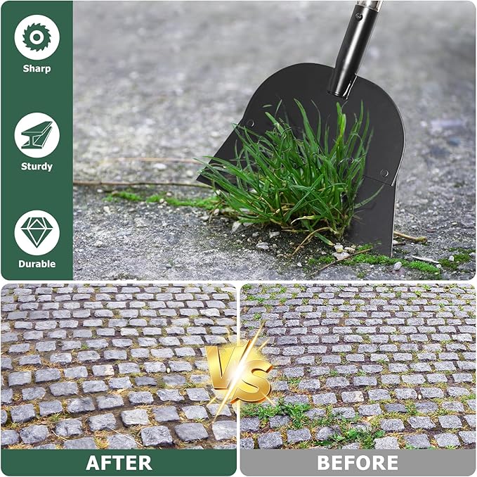 Floor Scraper Multifunctional Garden Shovel with 82” Adjustable Handle & Sharp Blade Heavy Duty All Steel Flat Shovel for Sidewalks Lawn Driveway Garden Weed Ice Dirt Moss Removal