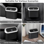 Accmor Car Trash Can with Lid, Mini Vehicle Trash Bin Car Dustbin Garbage Organizer Holder with Trash Bag, 2 Pack Small Hanging Leakproof Cars Storage Bag Container for Auto, SUV, Office (Silver)