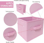 EBIGIC Pink Storage Bins 3Pack 9.0"x7.5"x7.5" Fabirc Foldable Closet Toy Organizer Collapsible Cloth
