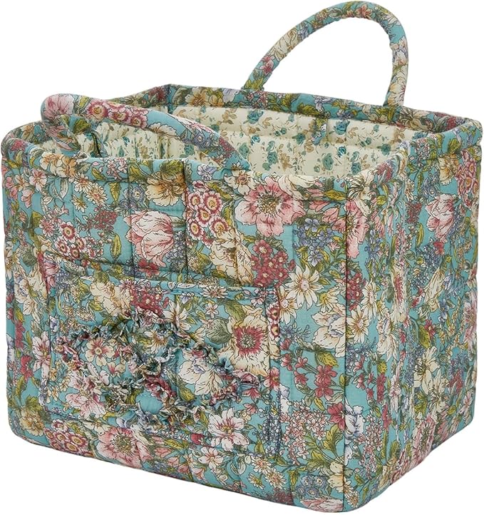 Boho Fabric Storage Basket, Large Capacity Laundry Basket, 12.2'' x 10.23'' x 10.23'' Collapsible Laundry Hamper with Easy Ca