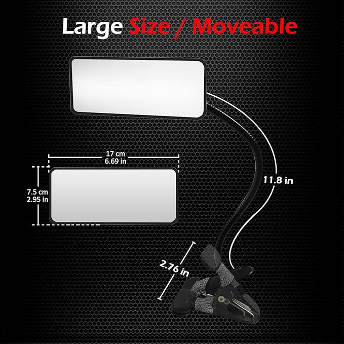 Ampper Acrylic Clip On Security Mirror, Flexible Convex Cubicle Mirror for Personal Safety and Security Desk Rear View Monitors or Anywhere (6.69" x 2.95", Rectangle)