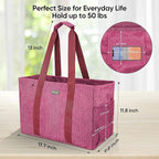 BALEINE Soft 9 Gallon Extra Large Utility Tote, Foldable Reusable Storage Bag (Berry Pink)