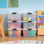 IRIS USA 6-Pack Clip Box with Latching Lids, 18 Quart Craft Storage Bins, Art & Writing Supply Containers for Home, Office & 
