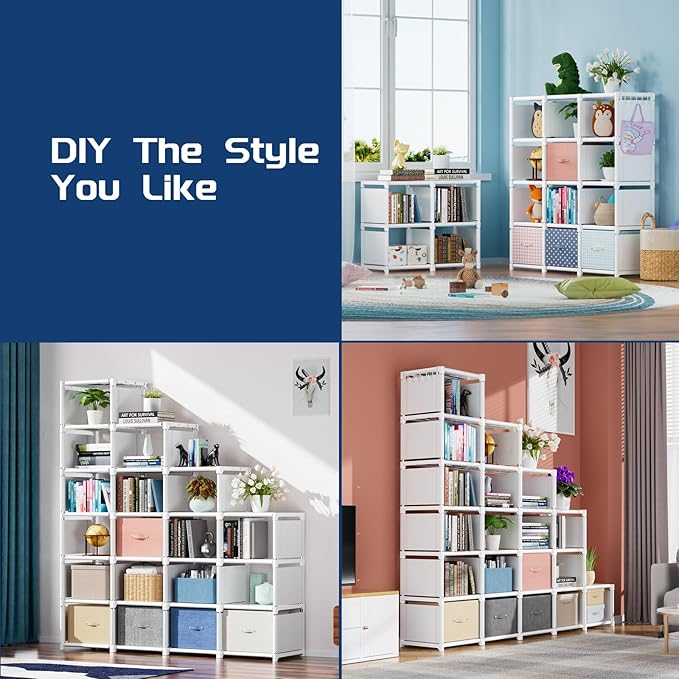 Mavivegue 20 Cube Book Shelf, Storage Organizer, Large DIY Bookcase, Metal Cube Bookshelf, Cubbies Closet Storage Organizer S