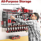 52" W Large Power Tool Organizer Wall Mount -12 Drill Holder for Garage,4 Layer Heavy Duty Power Tool Rack,Tool Organizer Sto