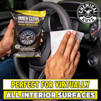 Chemical Guys InnerClean Interior Quick Detailer & Protectant Wipes – 50 Pack Multi Surface Interior Cleaner Wipes for Dashbo