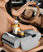 Car Armrest Storage Box,Car Accessories Console Organizers and Storage,Universal Waterproof Leather Console Cover with Cup Holder and Phone Holder,Suitable for Most Cars (Normal, Gray)