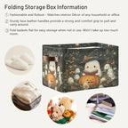 xigua Cute Ghost Wearing Witch Hat Storage Basket Foldable Storage Bin, Canvas Rectangular Storage Basket with Leather Handle