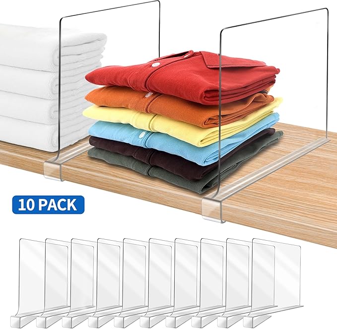 12 Inches Tall [Extra Tall Version] Shelf Dividers for Closet Organization and Storage, 10 Pack Purse Organizer for Closet Ac