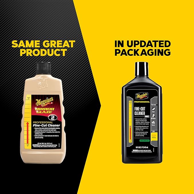 Meguiar’s M0216 Mirror Glaze Fine-Cut Cleaner, Versatile, Swirl-Free Auto Scratch Remover Used for Polishing Car Paint, Works on All Glossy Paint Finishes, 16 Oz