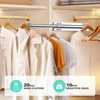 Valet Rod for Closet Retractable, 13.4"-23.2" Pull Out Clothes Hanger Rail, Heavy Duty Alloy Steel Side Mount Wardrobe Bar, A