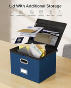 Oterri File Organizer Boxes with Lids, File Box with Mesh Pockets, Document Organizer Box for Letter Size Folders, Zippers Im