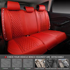 CAR PASS Nappa Leather Bling Diamond Car Seat Covers Full Set Universal Cushioned, Waterproof Heavy-Duty Anti-Slip Luxury Lea