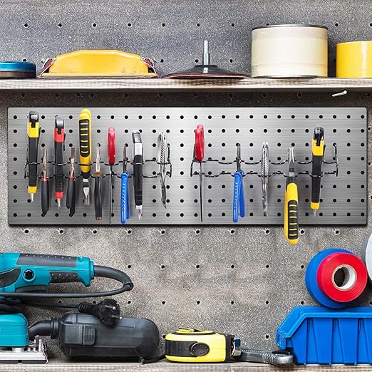 Hanaive 4 Pieces Pegboard Pliers Holder, Holds 11 Plier Per Rack, Steel Pegboard Hooks Pliers Peg Board Organizer Accessories